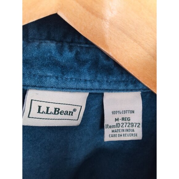 L.L. Bean Teal 100% Cotton Velvet Button-Up Shirt Medium - Picture 2 of 6
